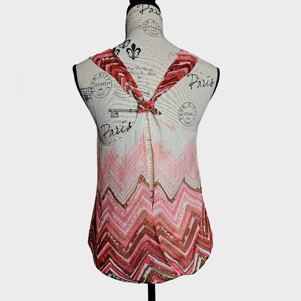 Guess Chevron Coral Sleeveless Top Size Medium - Picture 8 of 14